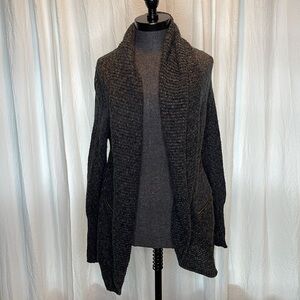 Amber Sun Wool Blend Gray Fly Away Open Front Cardigan Size Medium